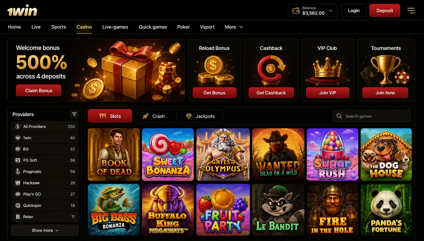 1win casino: game library and provider portfolio