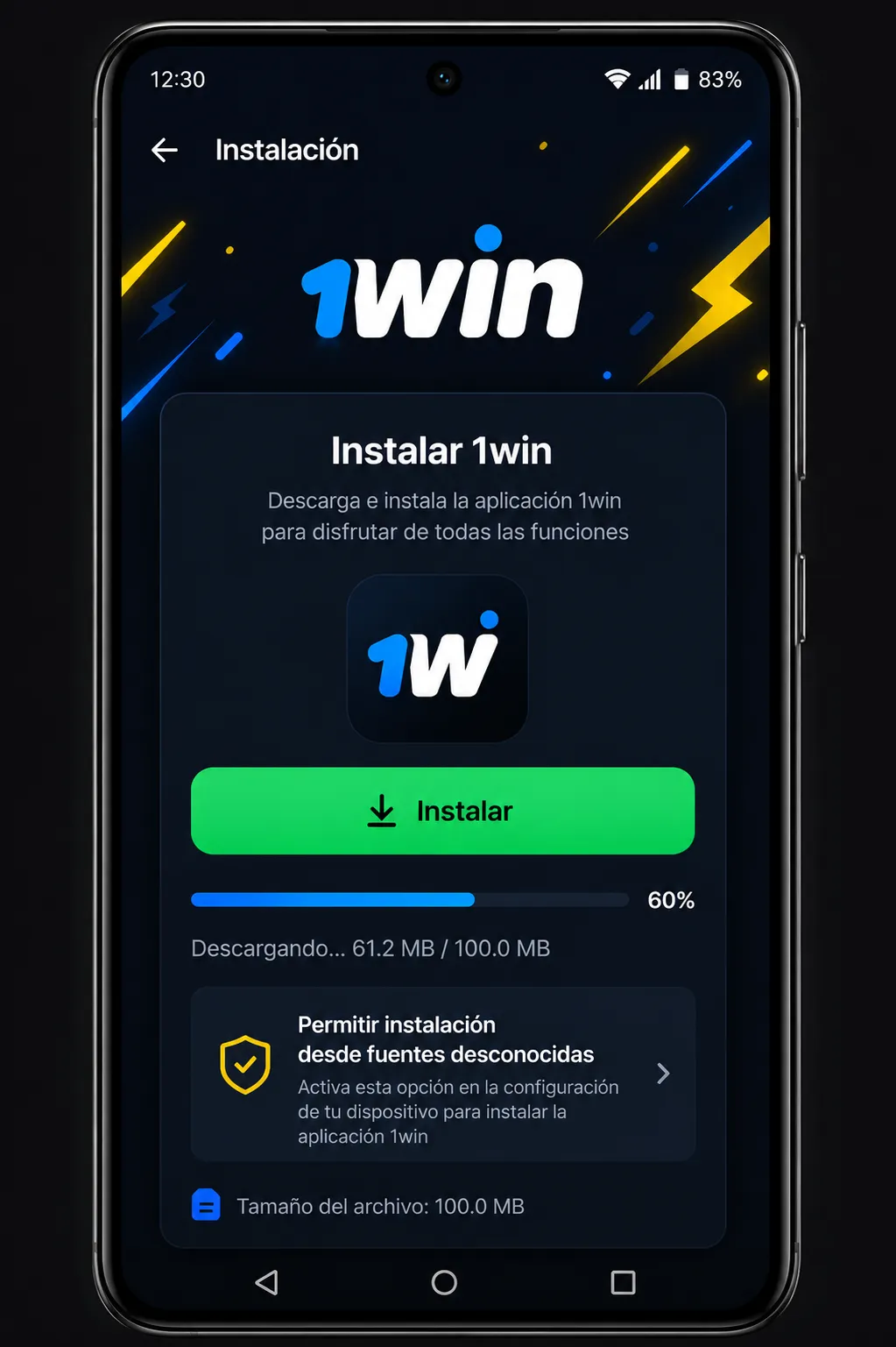 Opciones de 1win download para Android, iOS y Windows
