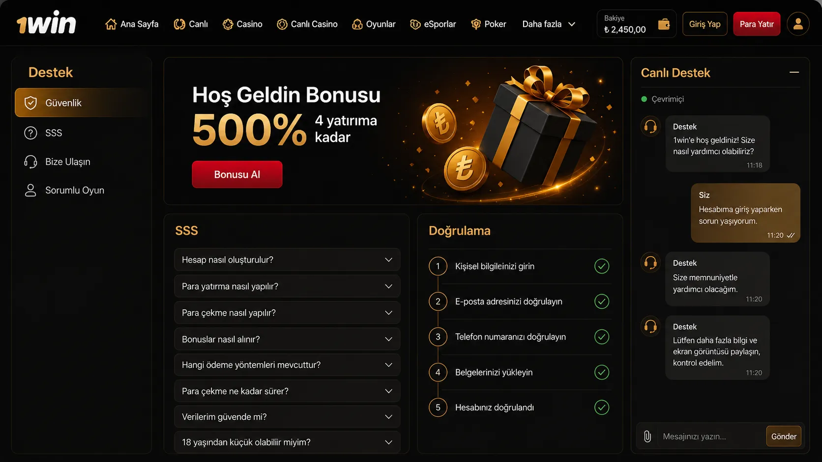 1 Win Bet login: unutulan bir şifreyi kurtarmak