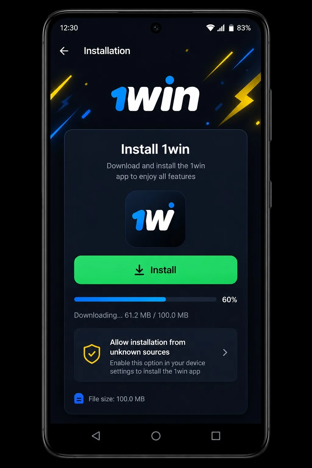 1win app download options for Android, iOS and Windows